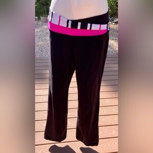lululemon athletica Black Track Pants with Pink Waistband